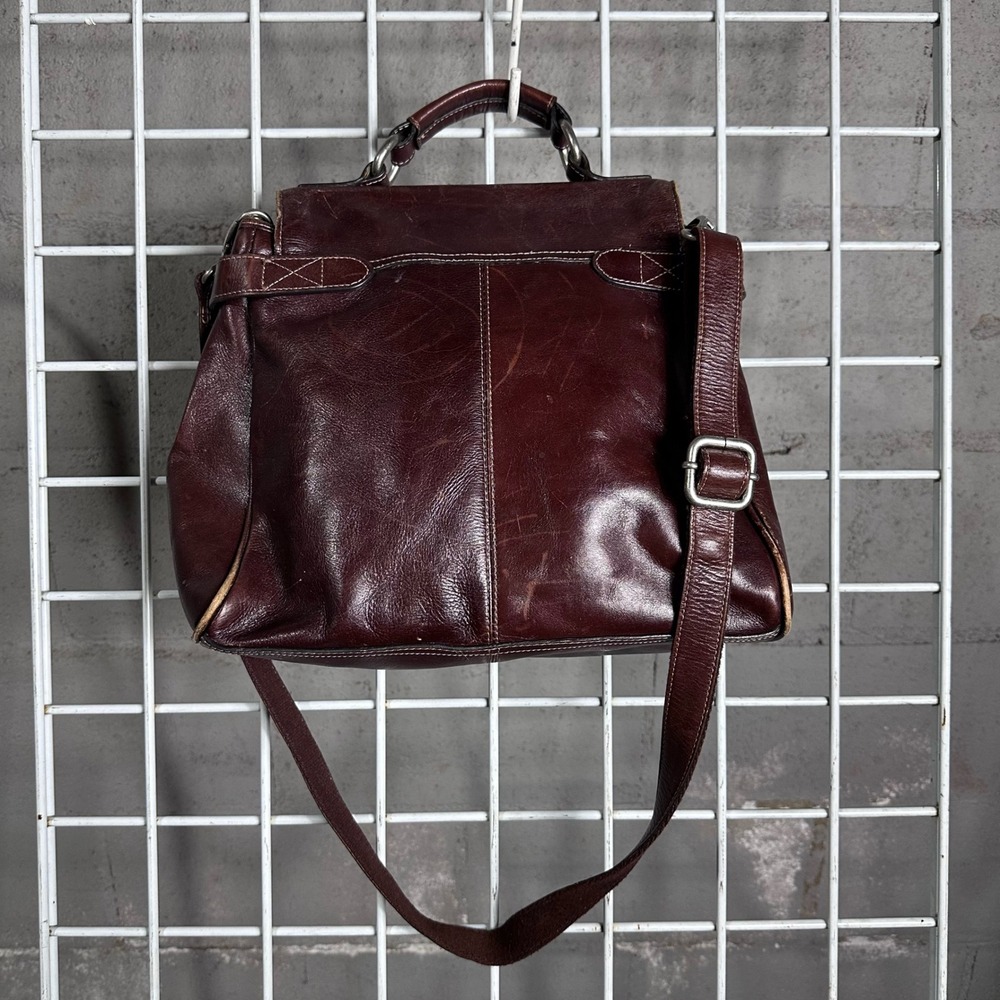 Fossil Leather Shoulder Bag Burgundy Turn Lock Key Charm Librarian core Vintage - Picture 5 of 7